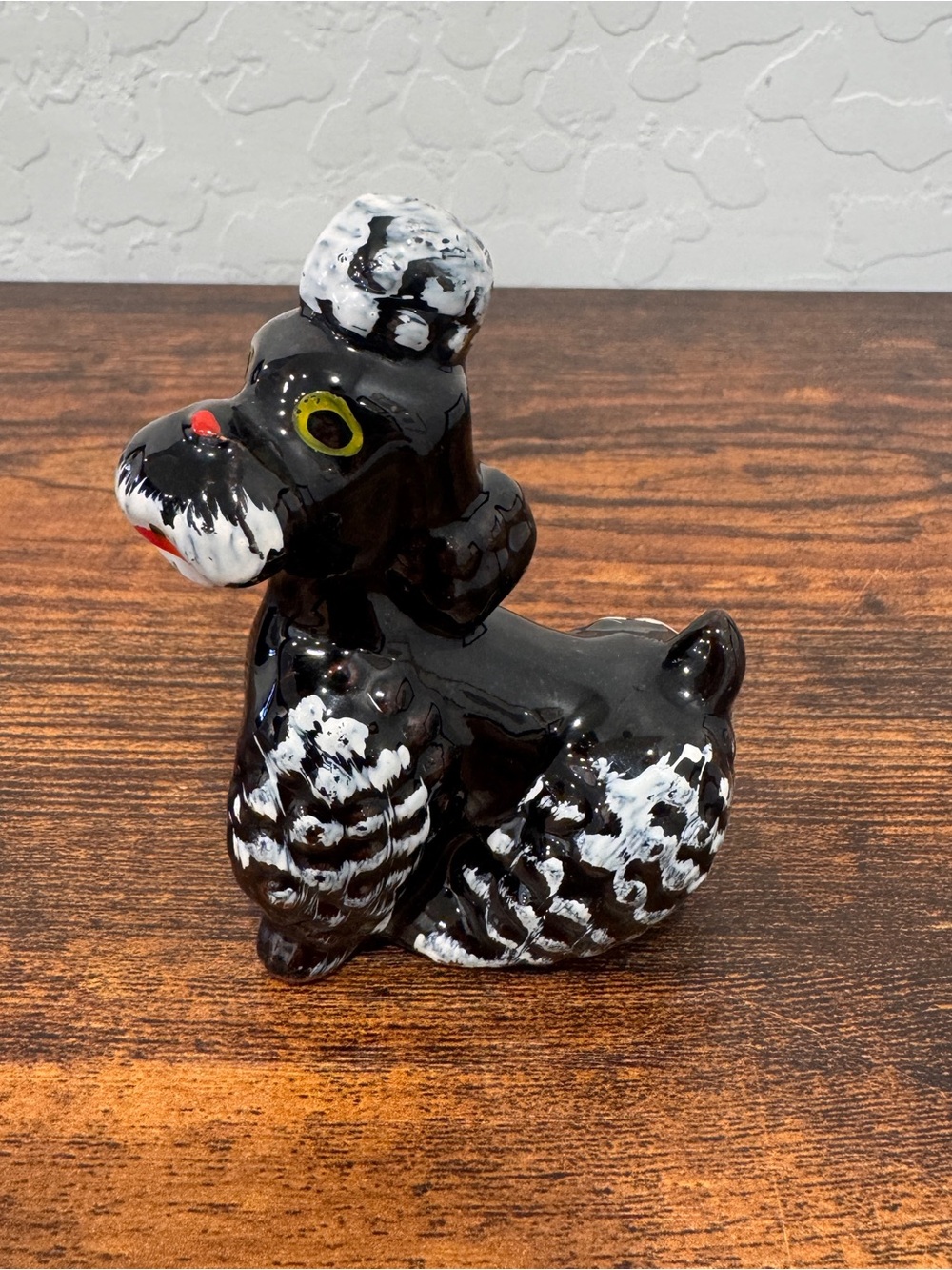 Vintage MCM 1950s Redware Pottery Clay Black French Poodle Dog Figure from Japan